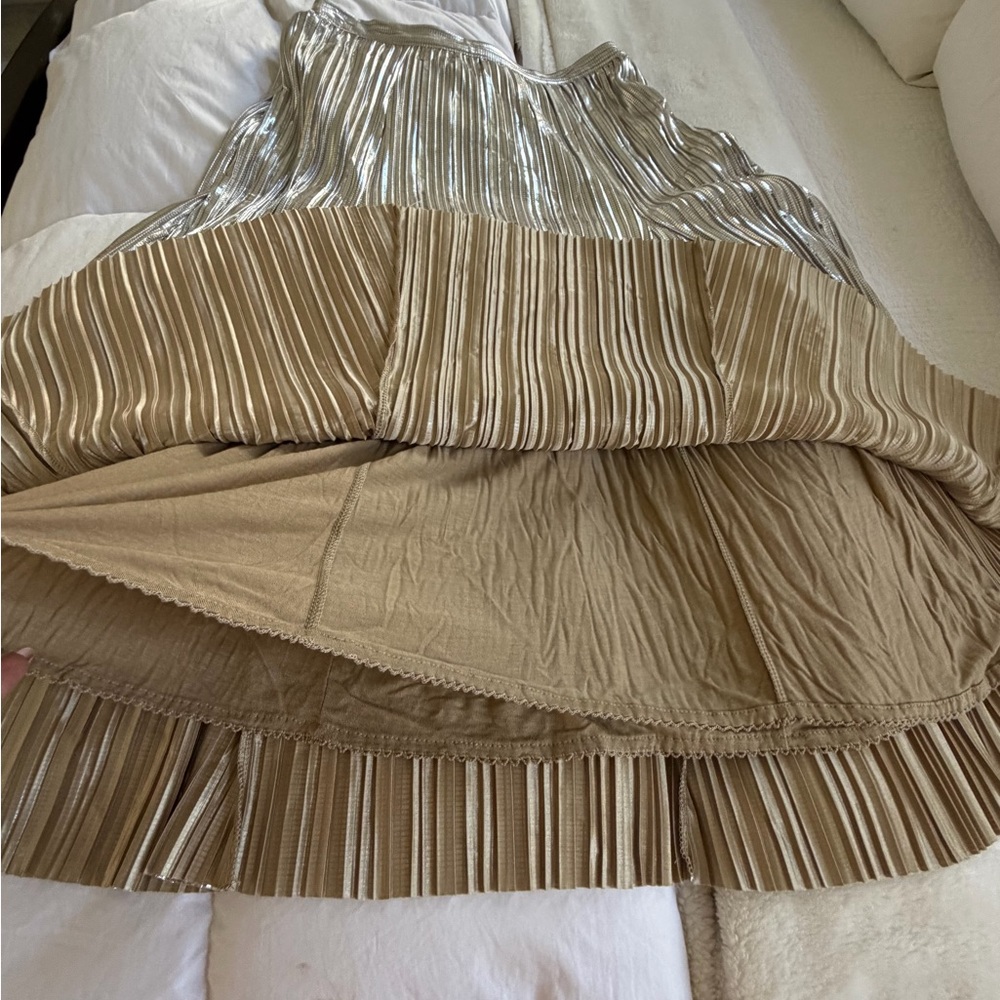 Maeve Metallic Silver A-Line Skirt - Picture 4 of 10